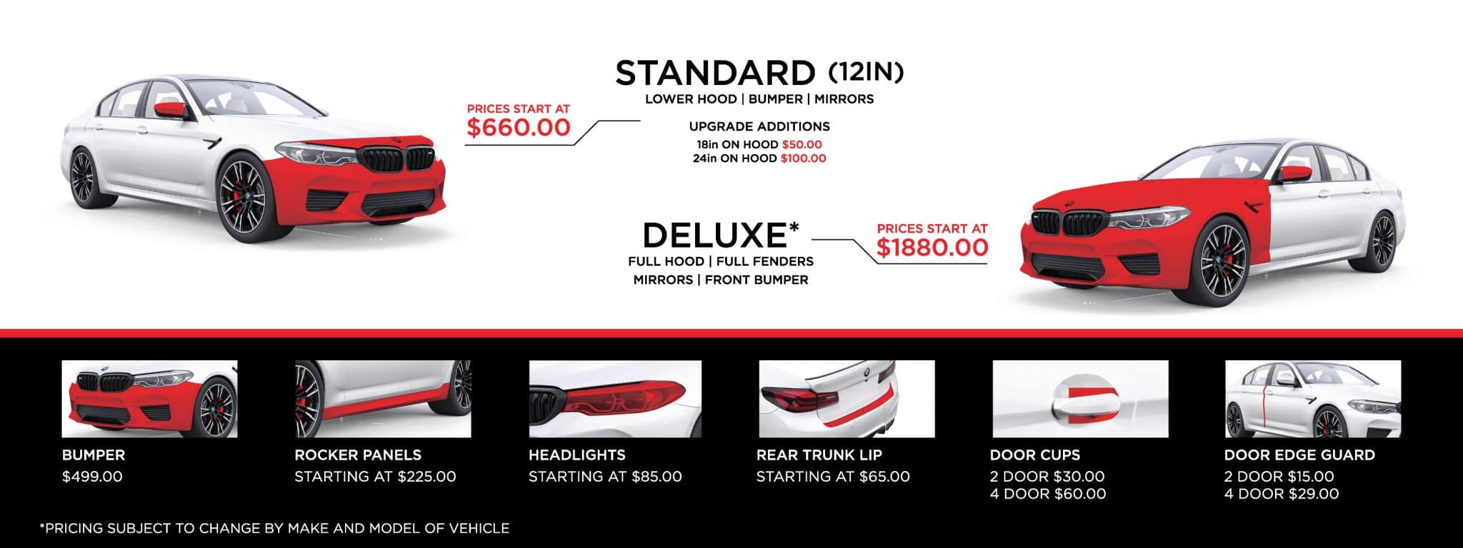 Car window tint pricing banner
